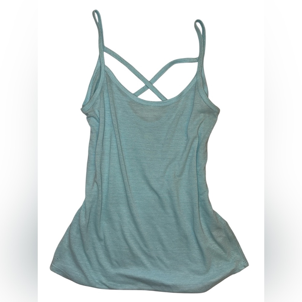 XS Extra Small SO Relaxed Fit Lt Blue Greenish Striped Strappy Sleeveless Tank